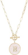 Adornia 14K Gold Plated Mother-of-Pearl Initial Pendant Necklace