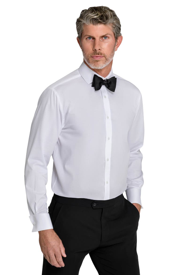 Slim Fit Piqué Tuxedo Shirt, Alternate, color, WHITE