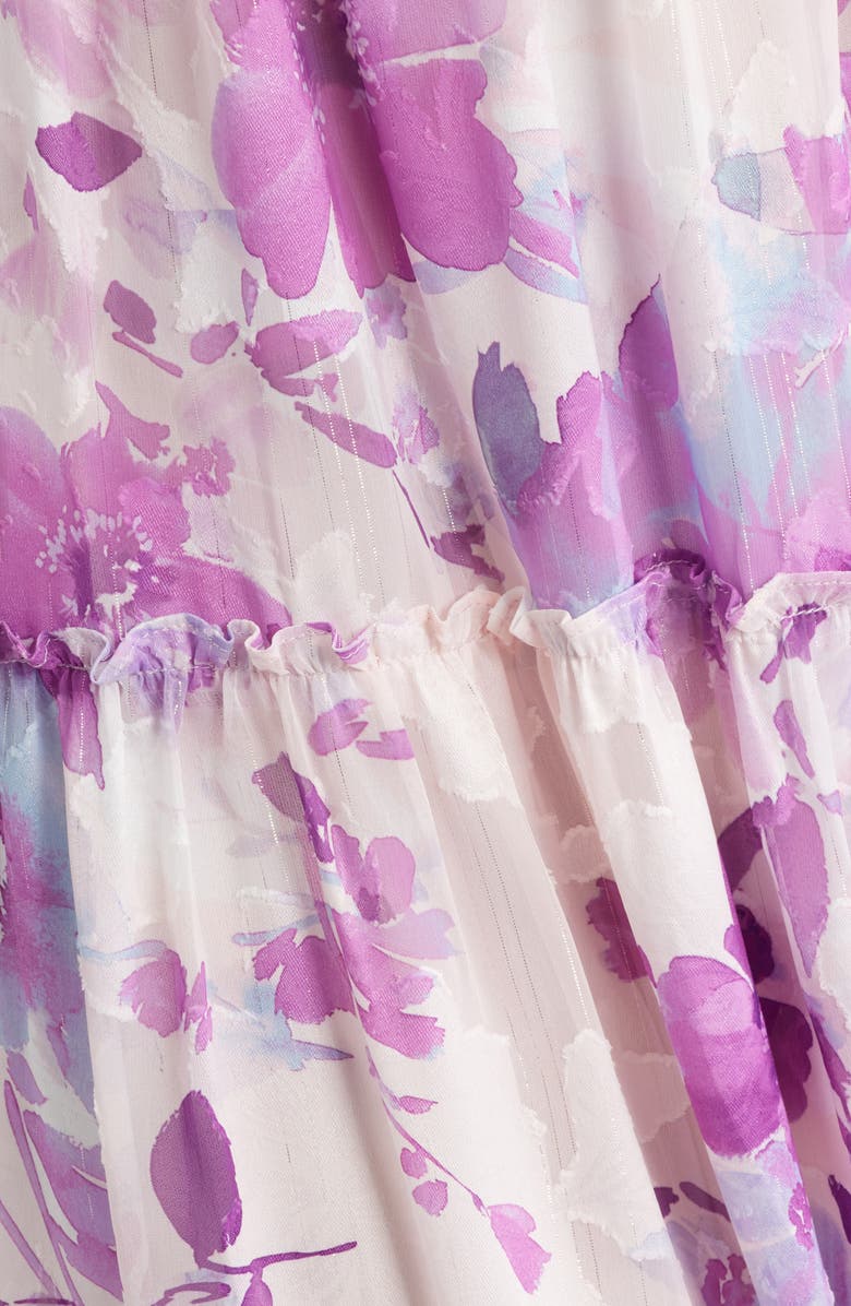 Chelsea28 Ruched Metallic Maxi Dress, Alternate, color, Pastel Watercolor Floral