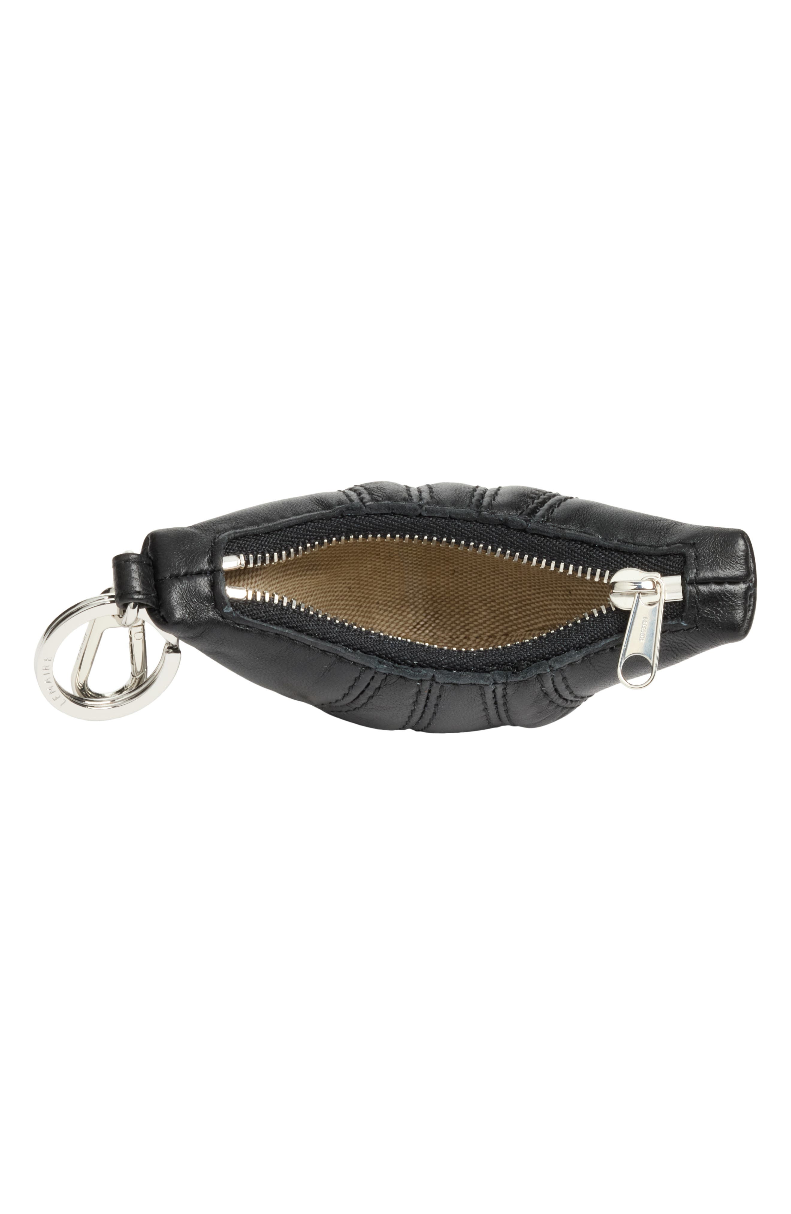 Mini Leather Croissant Key Ring, Alternate, color, BLACK