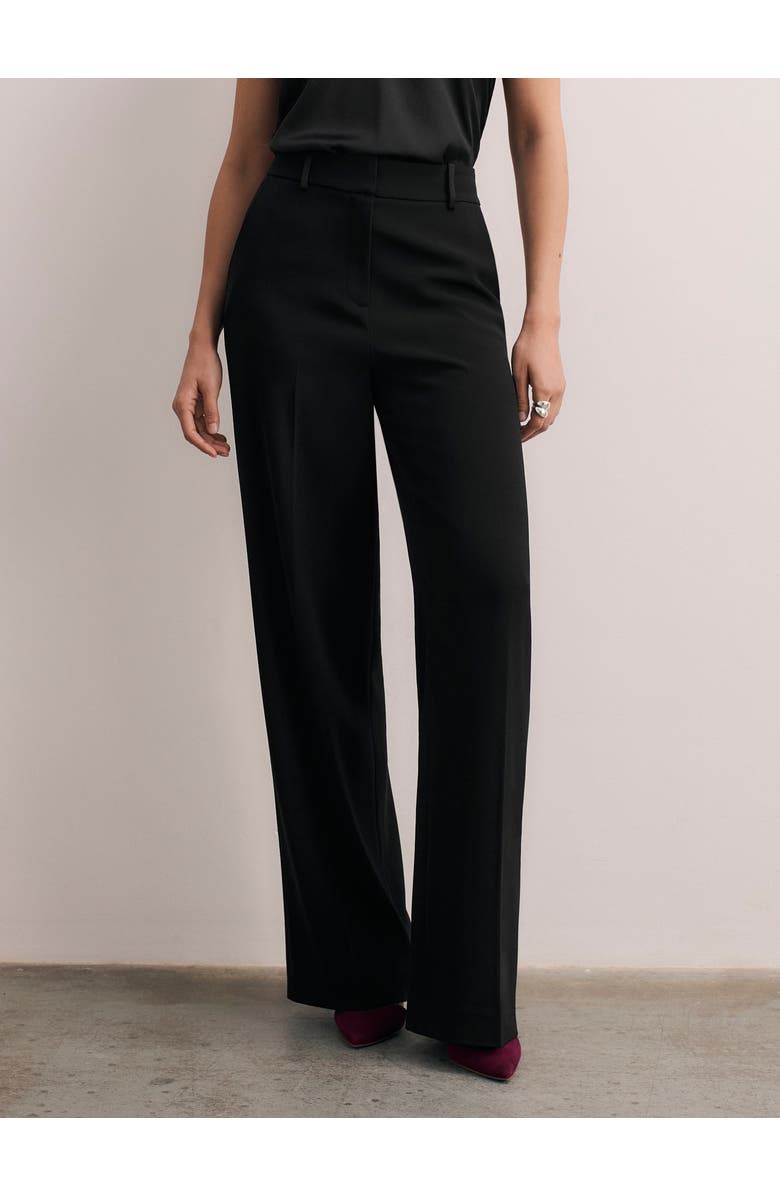 The Fold Adelaide Clever Crepe Wide Leg Pants, Main, color, Black