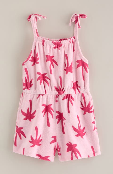 Kids' Bow Strap Cotton Terry Romper (Toddler, Little Kid & Big Kid)