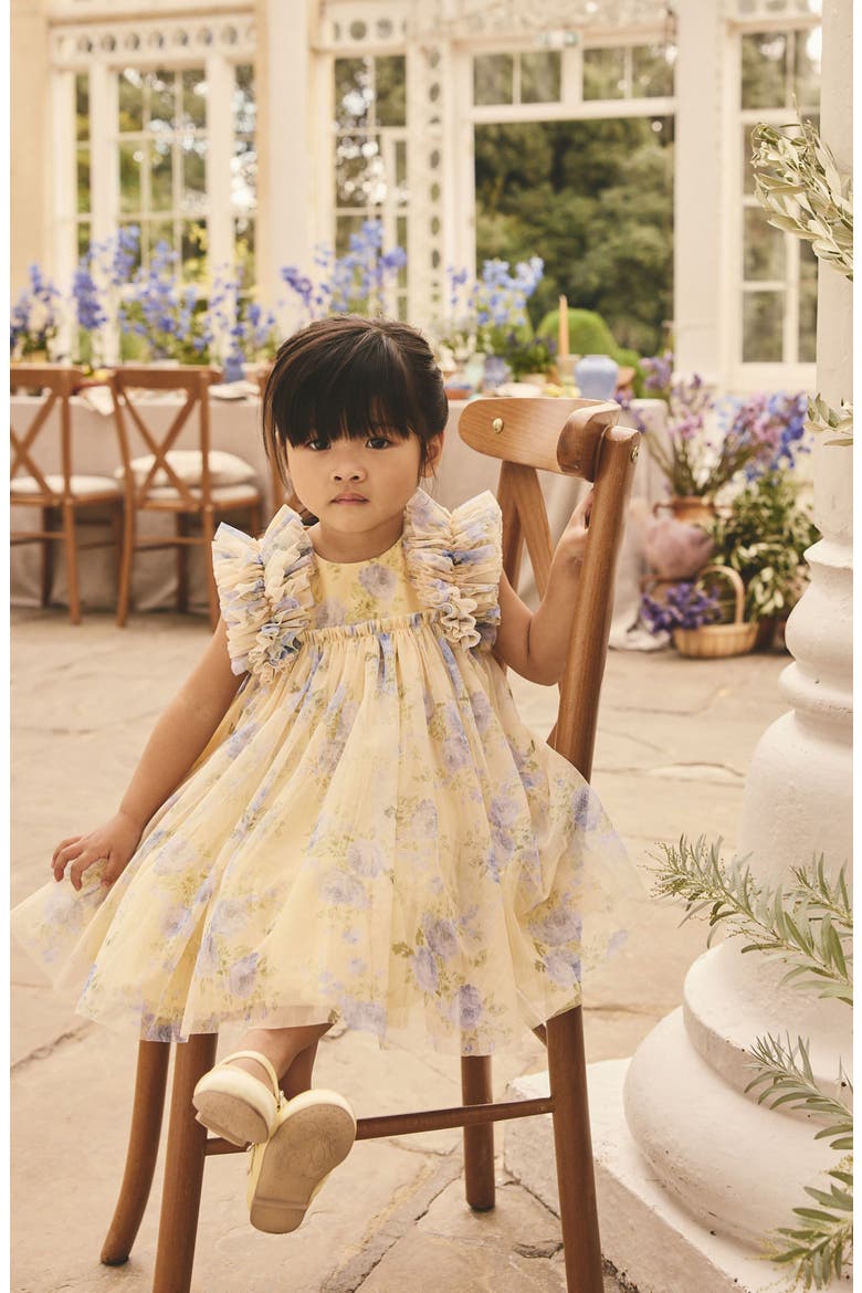Kids' Floral Mesh Dress, Alternate, color, YELLOW