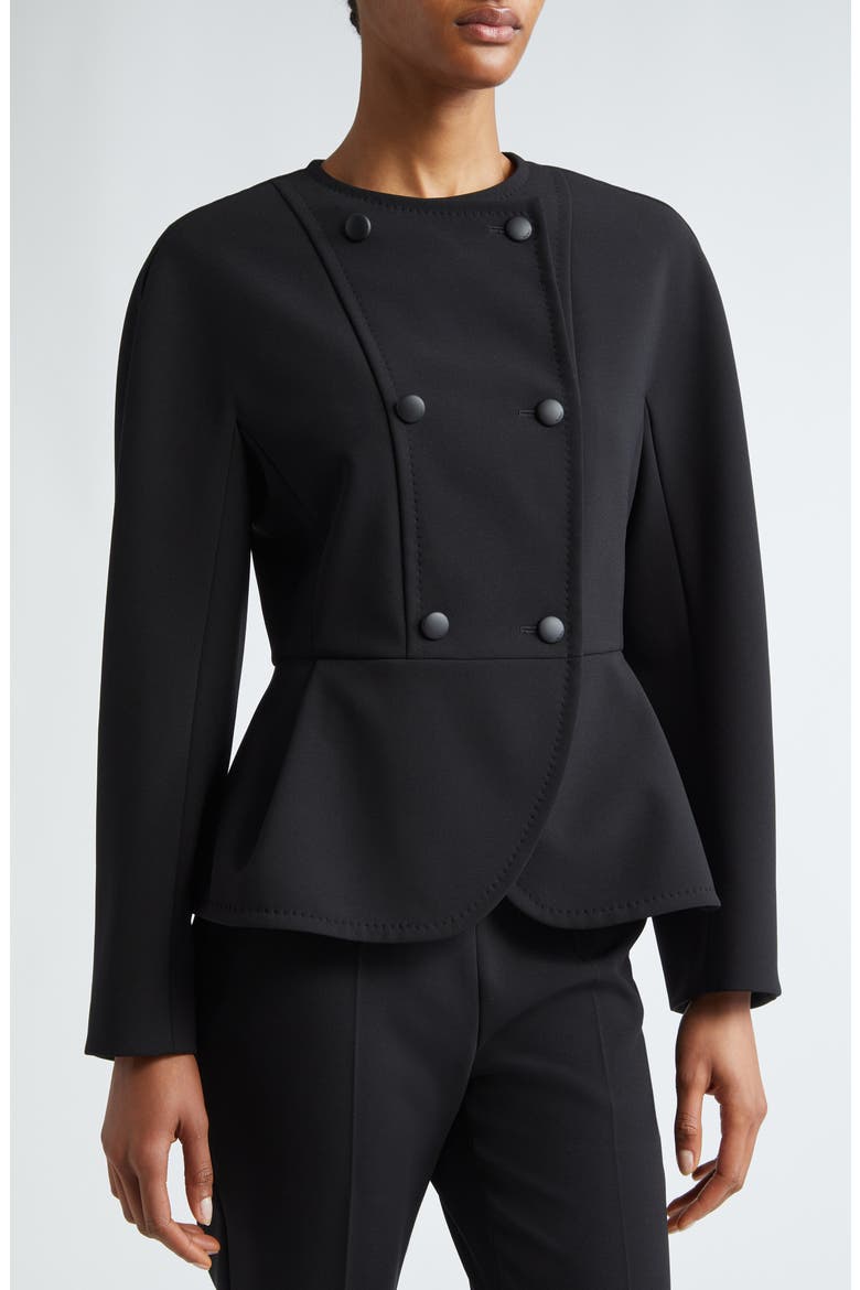 Fronda Double Breasted Peplum Jacket, Alternate, color, BLACK