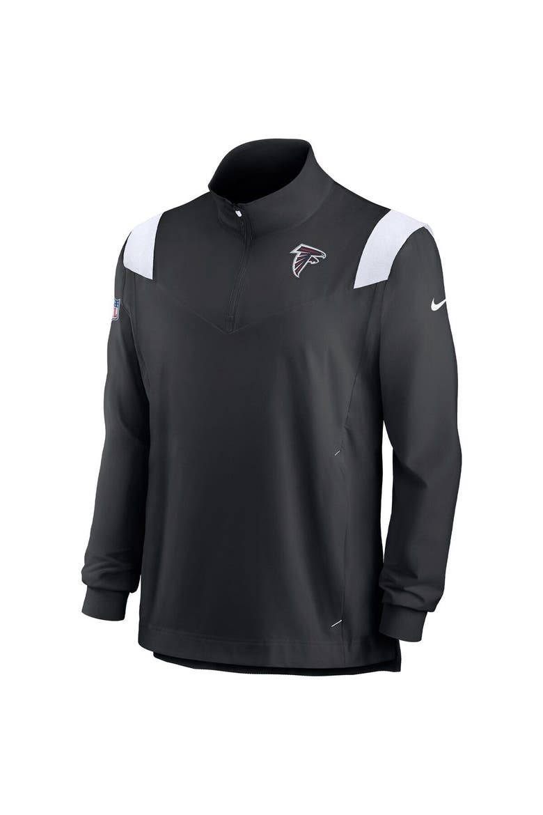 Men's Nike Black/White Atlanta Falcons Sideline Coach Chevron Lockup Quarter-Zip Long Sleeve Top, Alternate, color, Black