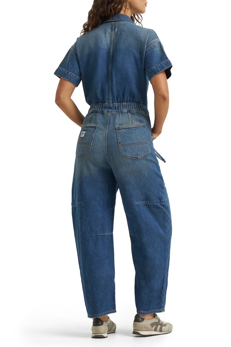Denim Barrel Leg Union-All Jumpsuit, Alternate, color, HEAVY RAINFALL