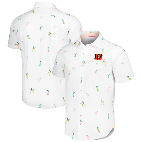 Men's Tommy Bahama White Cincinnati Bengals Nova Wave Flocktail Button-Up Shirt
