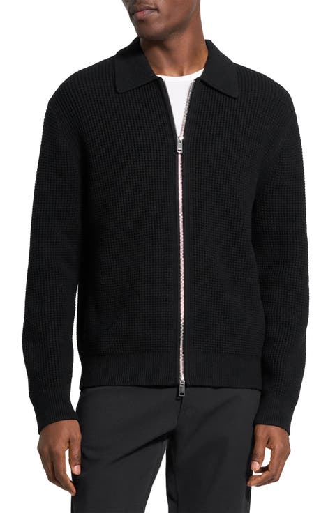 Gary Waffle Knit Zip Cardigan