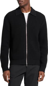 Theory Gary Waffle Knit Zip Cardigan