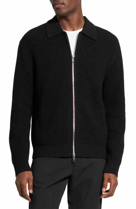 Theory Gary Waffle Knit Zip Cardigan
