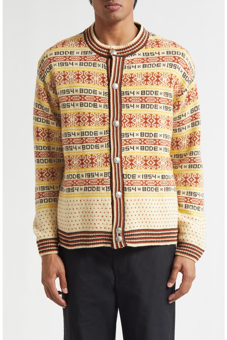 Marzipan Fair Isle Wool Cardigan, Main, color, BEIGE MULTI