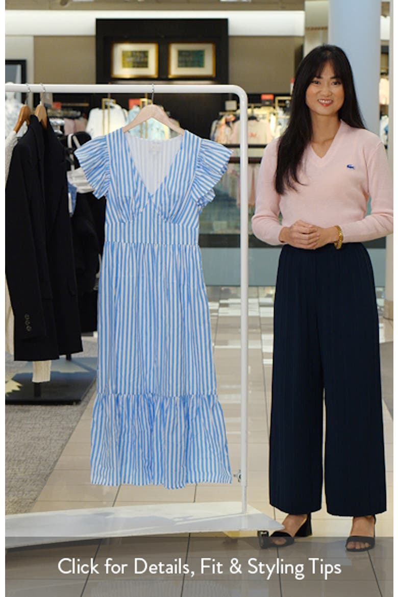 Stripe Ruffle Sleeve Cotton Dress video