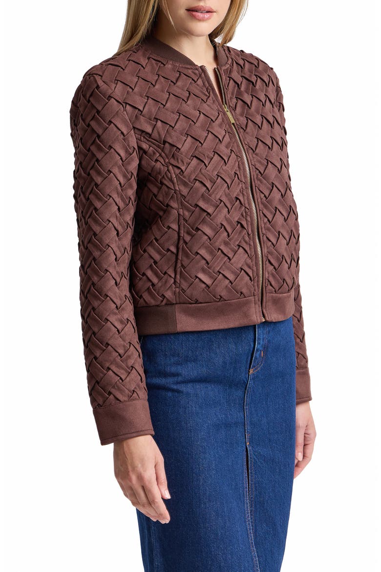 Woven Bomber Jacket, Alternate, color, CHOCOLATE BROWN