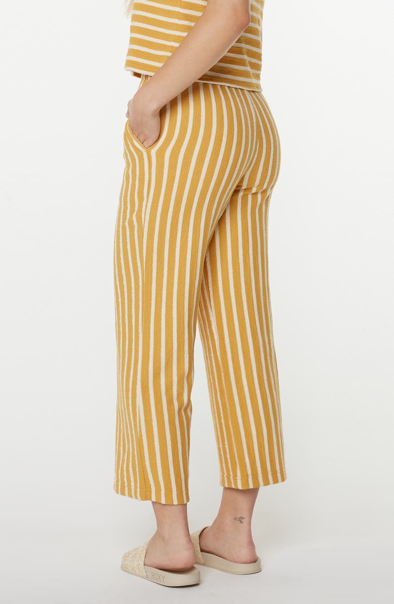 Roxy Java Stripe Cotton Terry Pants, Alternate, color, Amber Gold