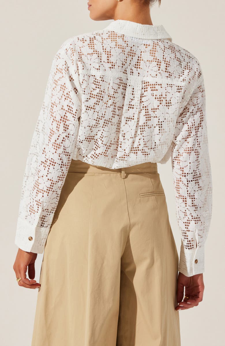 ASTR the Label Tisa Floral Lace Button-Up Shirt, Alternate, color, Ivory