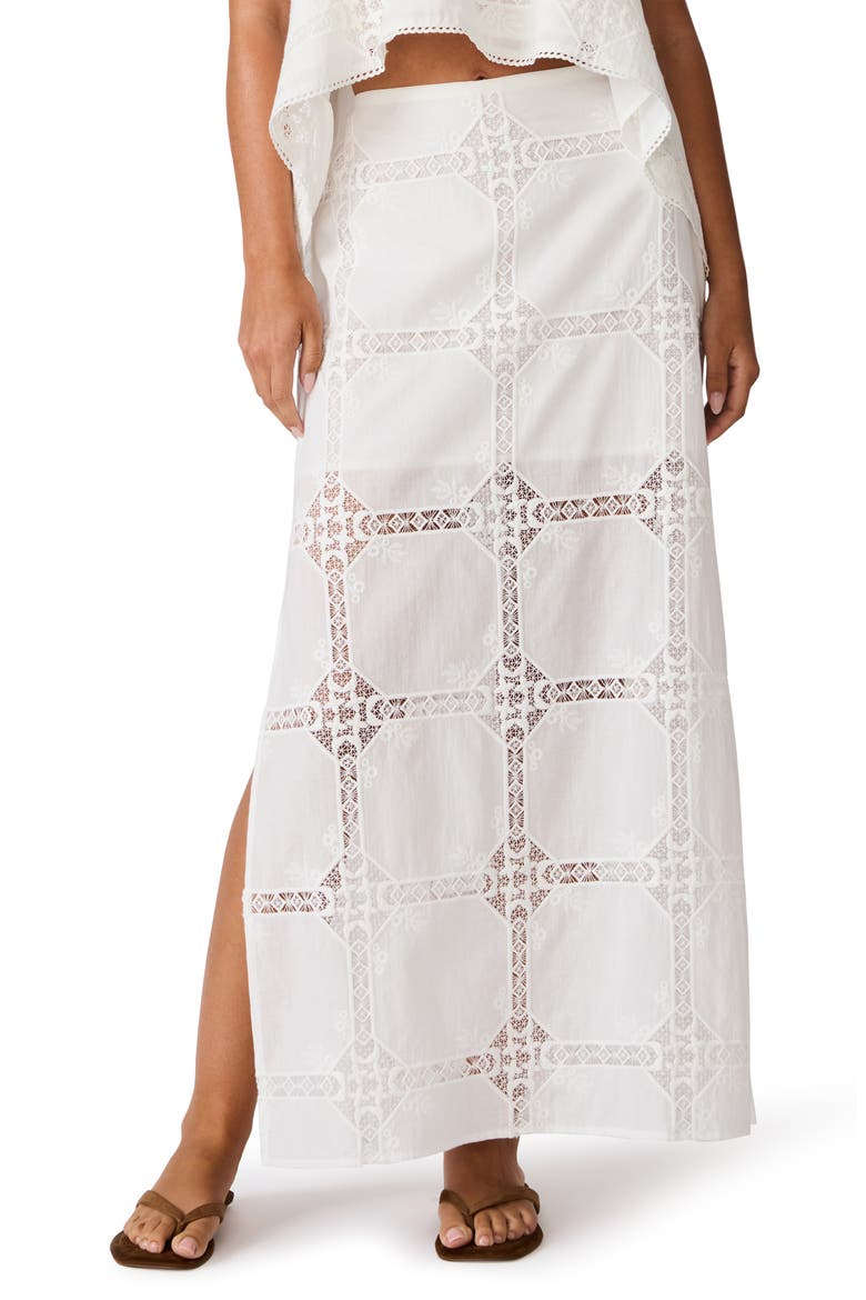 Monique Lace & Embroidery Detail Cotton Maxi Skirt, Main, color, ANTIQUE