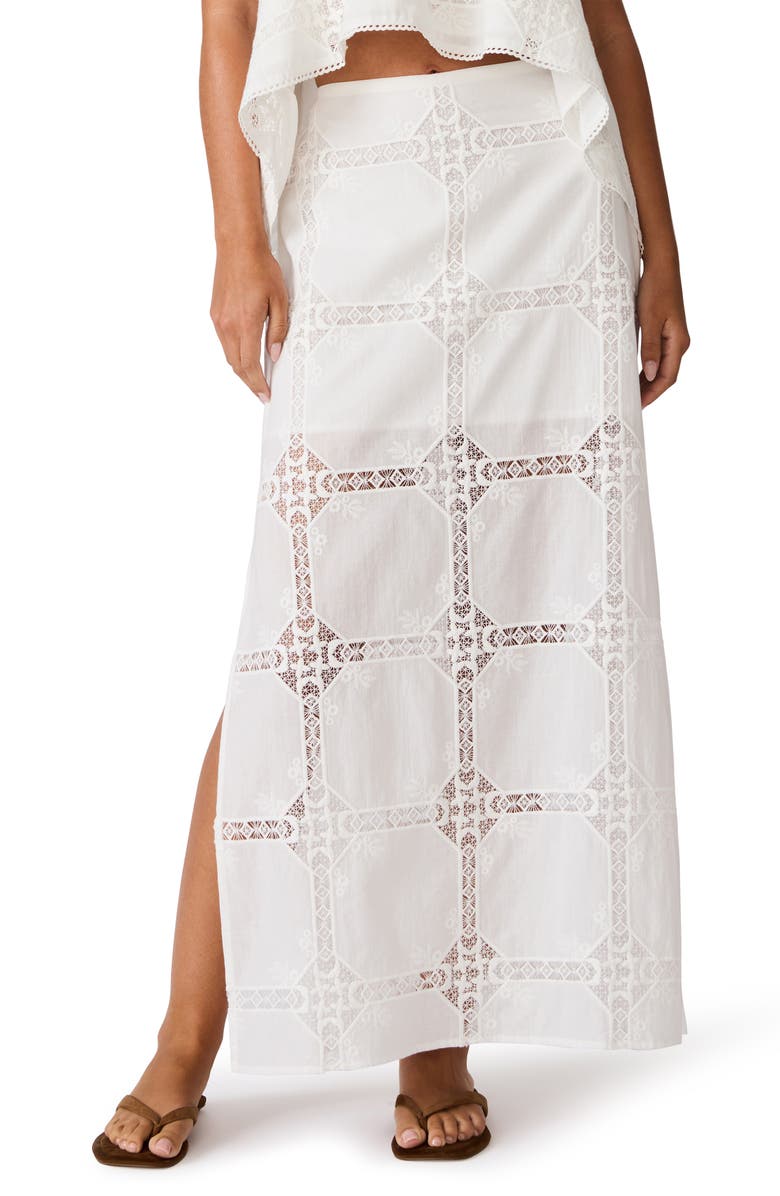 Steve Madden Monique Lace & Embroidery Detail Cotton Maxi Skirt, Main, color, Antique