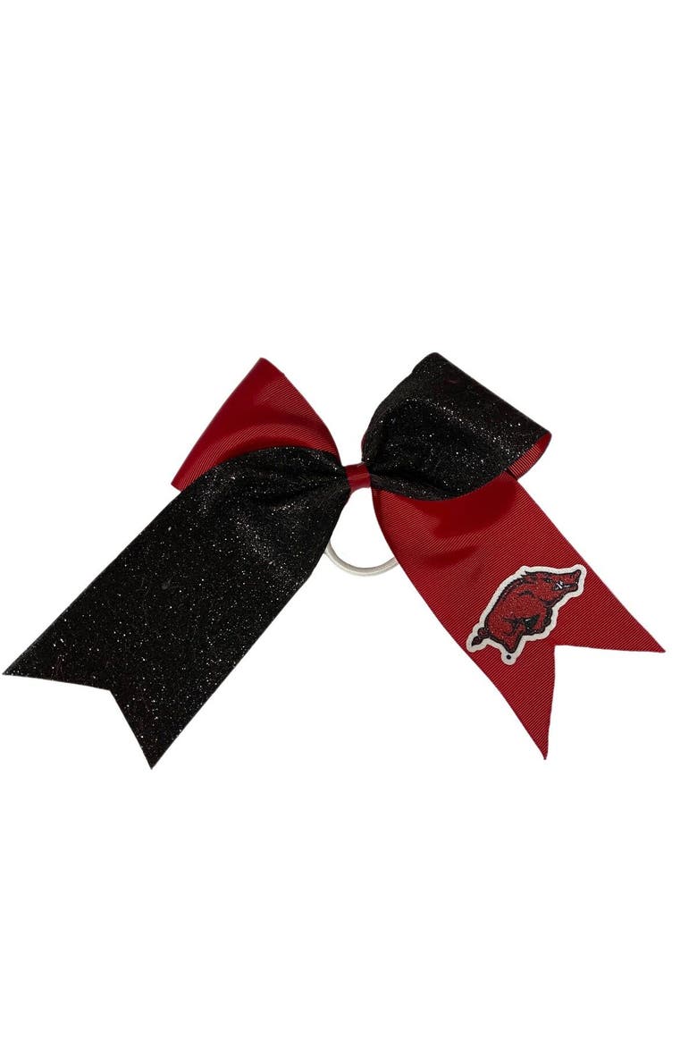 Arkansas Razorbacks Jumbo Glitter Bow with Ponytail Holder, Main, color, Crimson