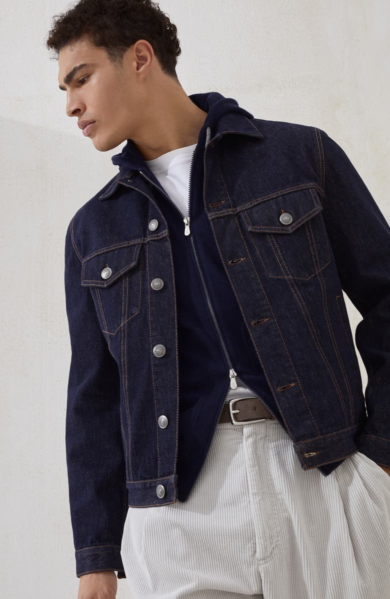 Brunello Cucinelli Sweatshirt-style cardigan, Alternate, color, Navy Blue