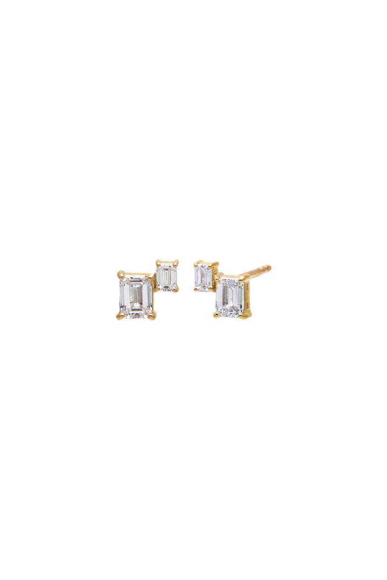Lab Grown Diamond Double Emerald Stud Earring 14K, Main, color, 14K Gold