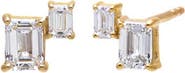 BY ADINA EDEN Lab Grown Diamond Double Emerald Stud Earring 14K