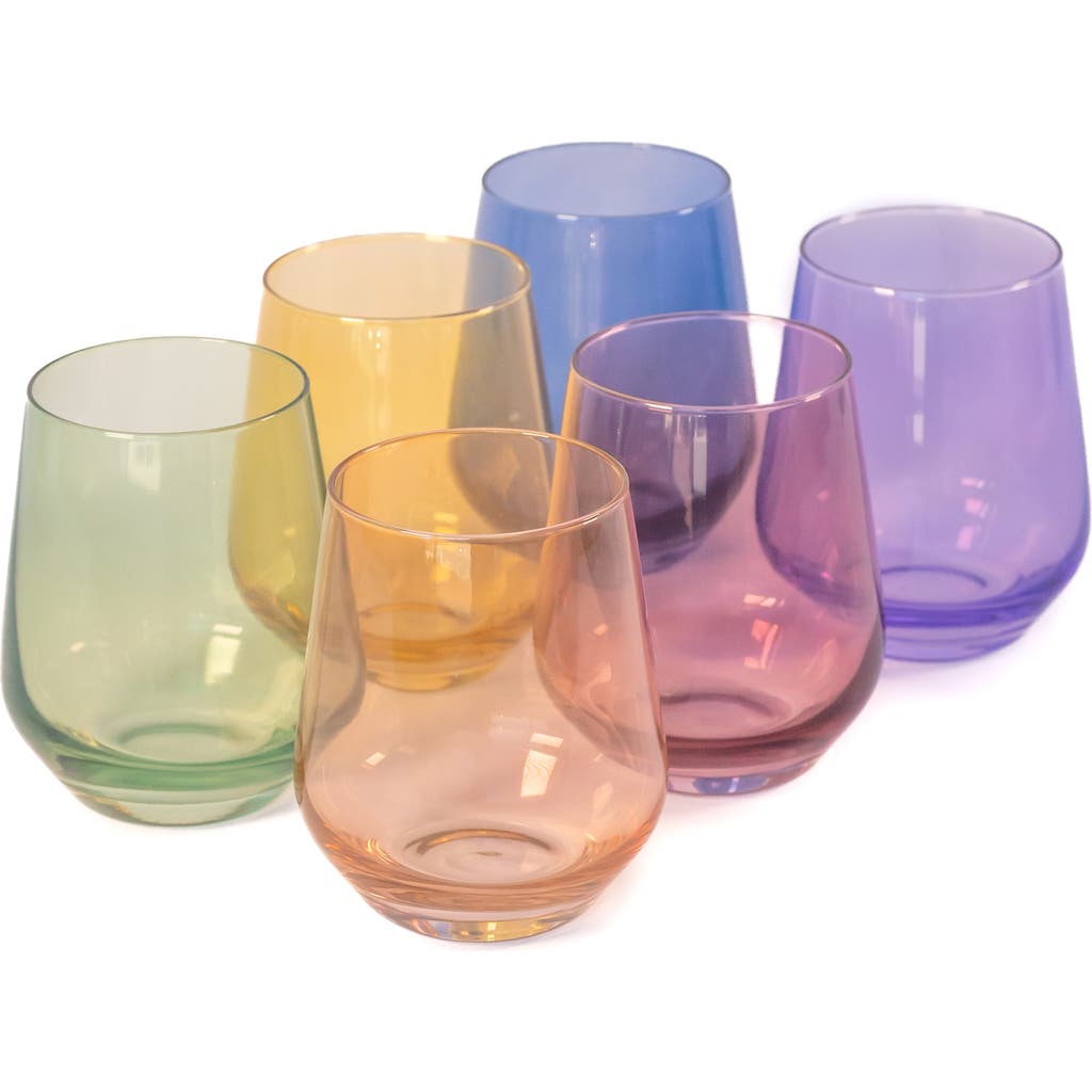 Estelle Colored Glass Set of 6 Stemless Wine Glasses in Pastel Mixed  product