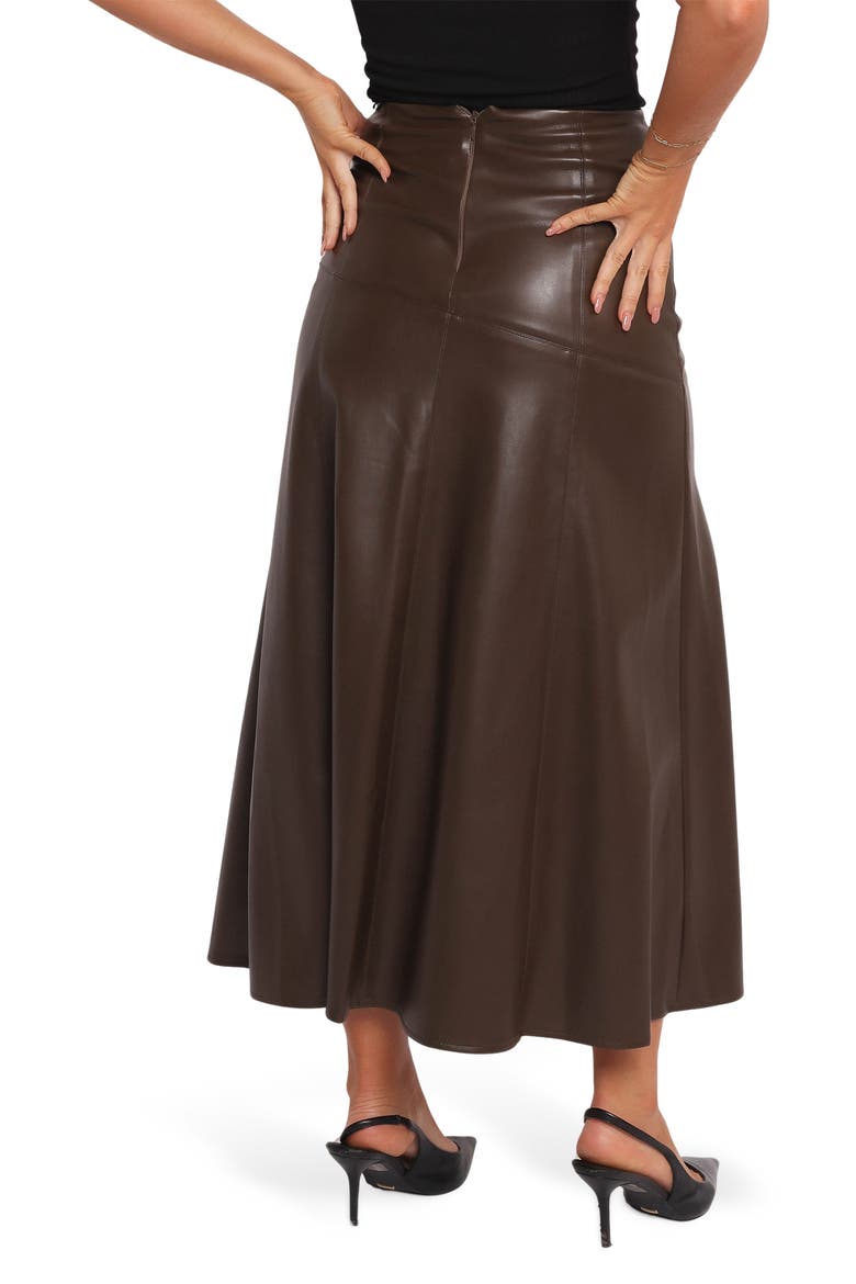 Haelee Faux Leather Maxi Skirt, Alternate, color, BROWN