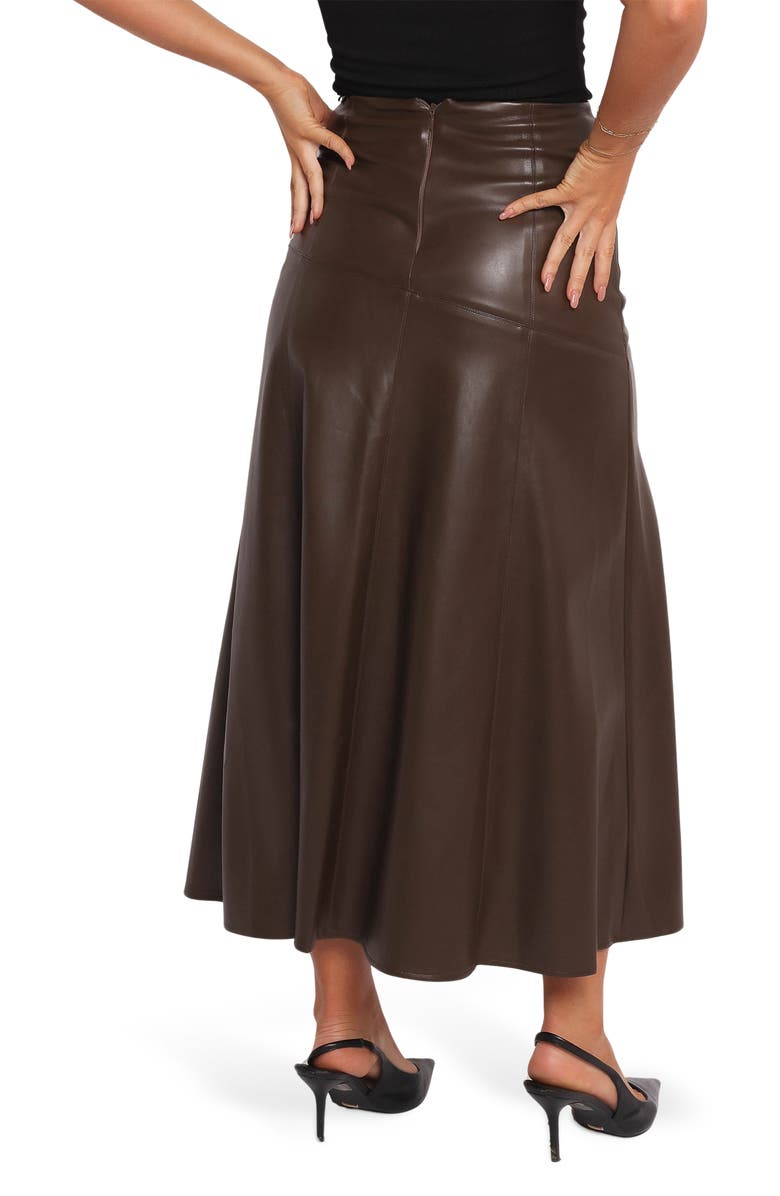 Petal & Pup Haelee Faux Leather Maxi Skirt, Alternate, color, Brown