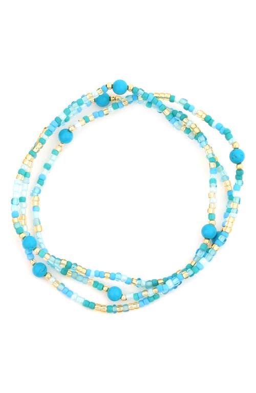 Panacea Set Of 3 Beaded Stretch Bracelets In Blue