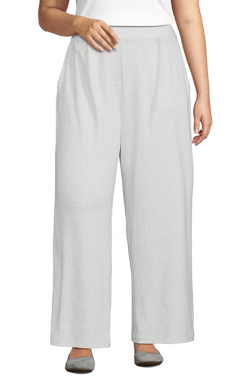 Lands' End Knit High Rise Pleated Wide Leg Pants In Soft Light Gray Heather