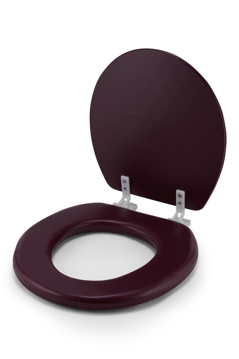Embroidered Padded Soft Round Toilet Seat, Alternate, color, BURGUNDY