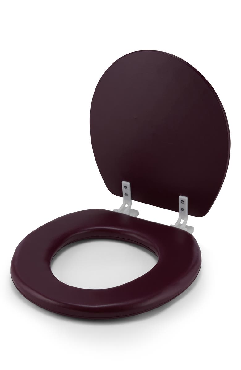 J AND V TEXTILES Embroidered Padded Soft Round Toilet Seat, Alternate, color, Burgundy