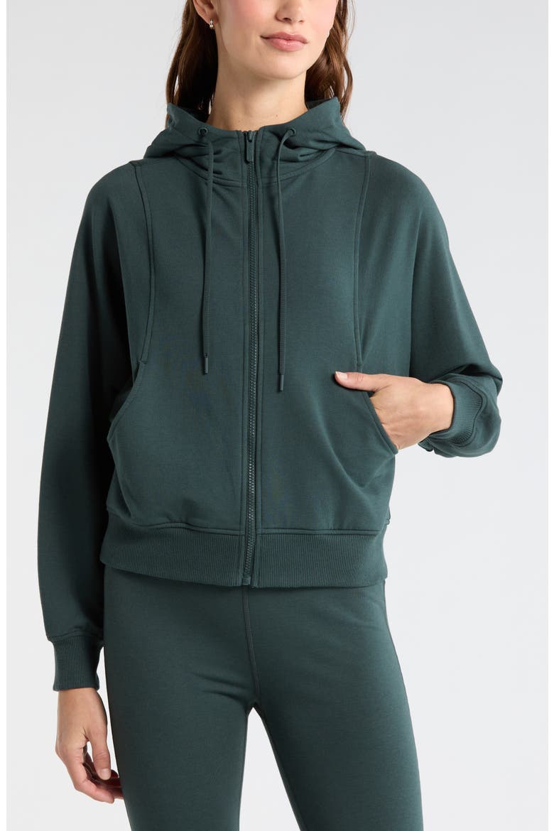 Weekend French Terry Full Zip Hoodie, Alternate, color, GREEN TIMBER