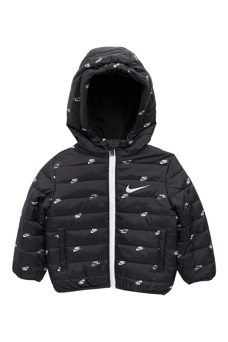 Essential Padded Hooded Jacket, Main, color, BLACK/ WHITE