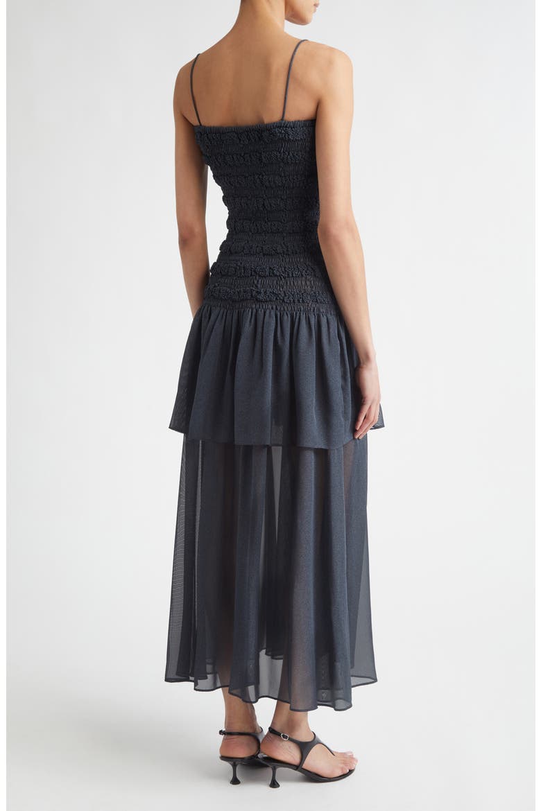 Michal Smocked Midi Dress, Alternate, color, DARK NAVY