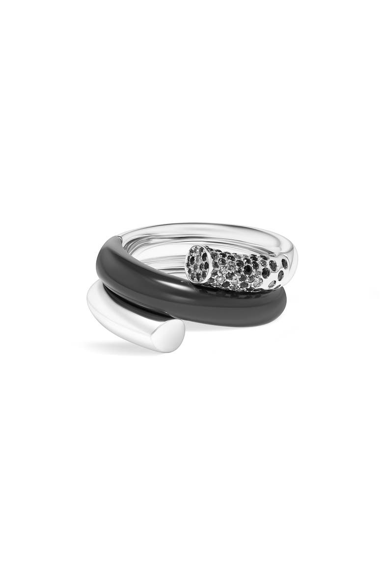 Oera Pavé Diamond Wraparound Ring, Alternate, color, BLACK