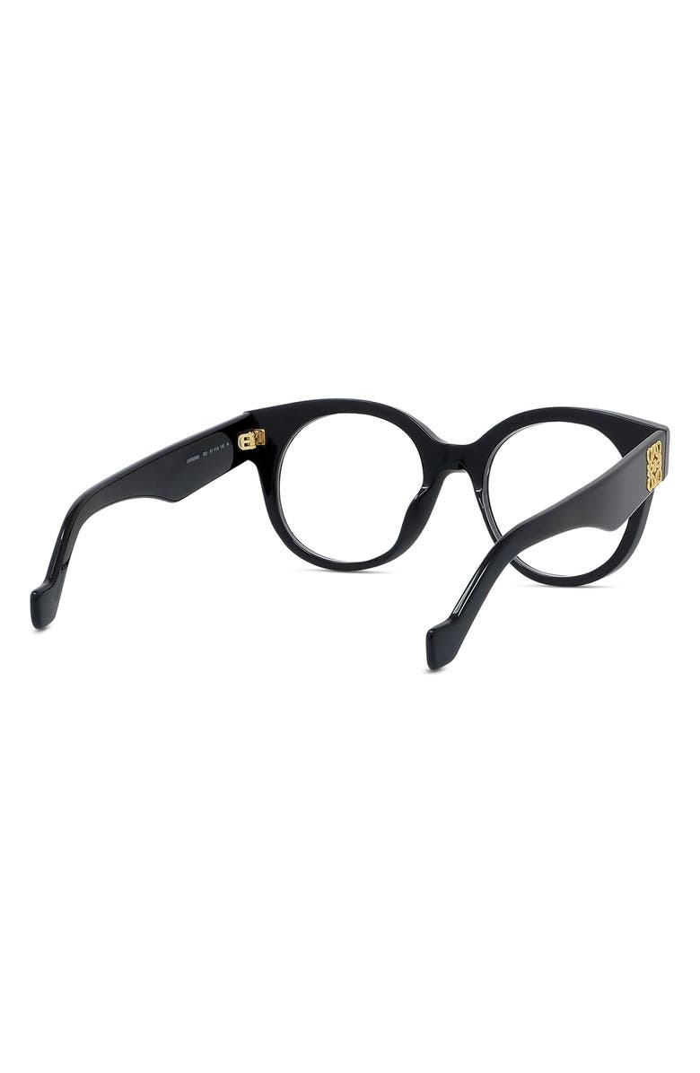 Loewe Anagram 51mm Round Optical Glasses, Alternate, color, Shiny Black