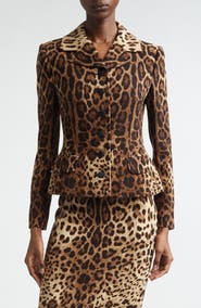 Dolce&Gabbana Leopard Print Single Breasted Wool Crepe Jacket