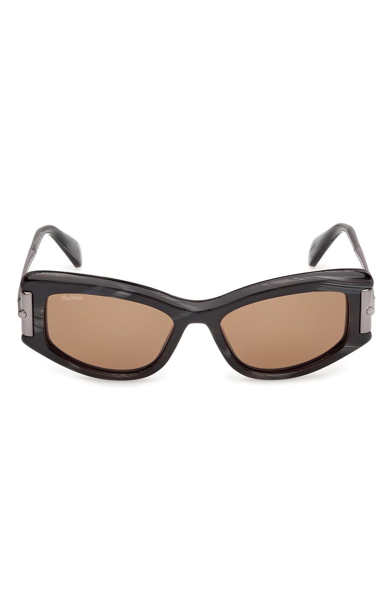 Max Mara 52mm Cat Eye Sunglasses, Main, color, Black Horn / Gunmetal / Brown