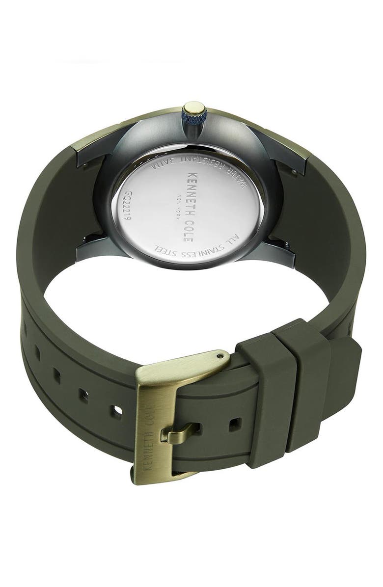 Kenneth Cole Dress Sport Silicone Strap Watch, 42mm, Alternate, color, Olive