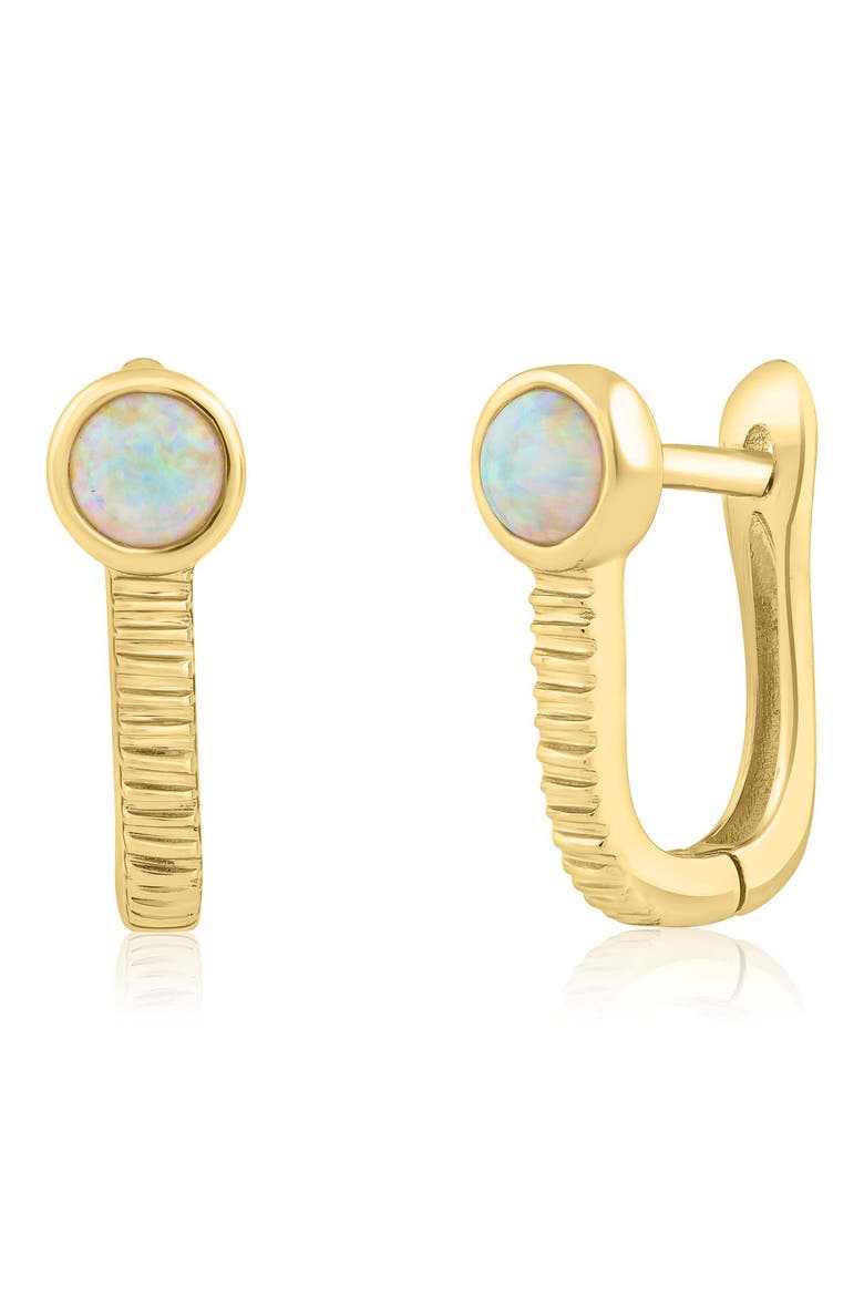 Imitation Opal U-Shaped Hoop Earrings, Main, color, GOLD