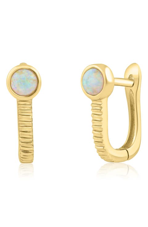 Imitation Opal U-Shaped Hoop Earrings