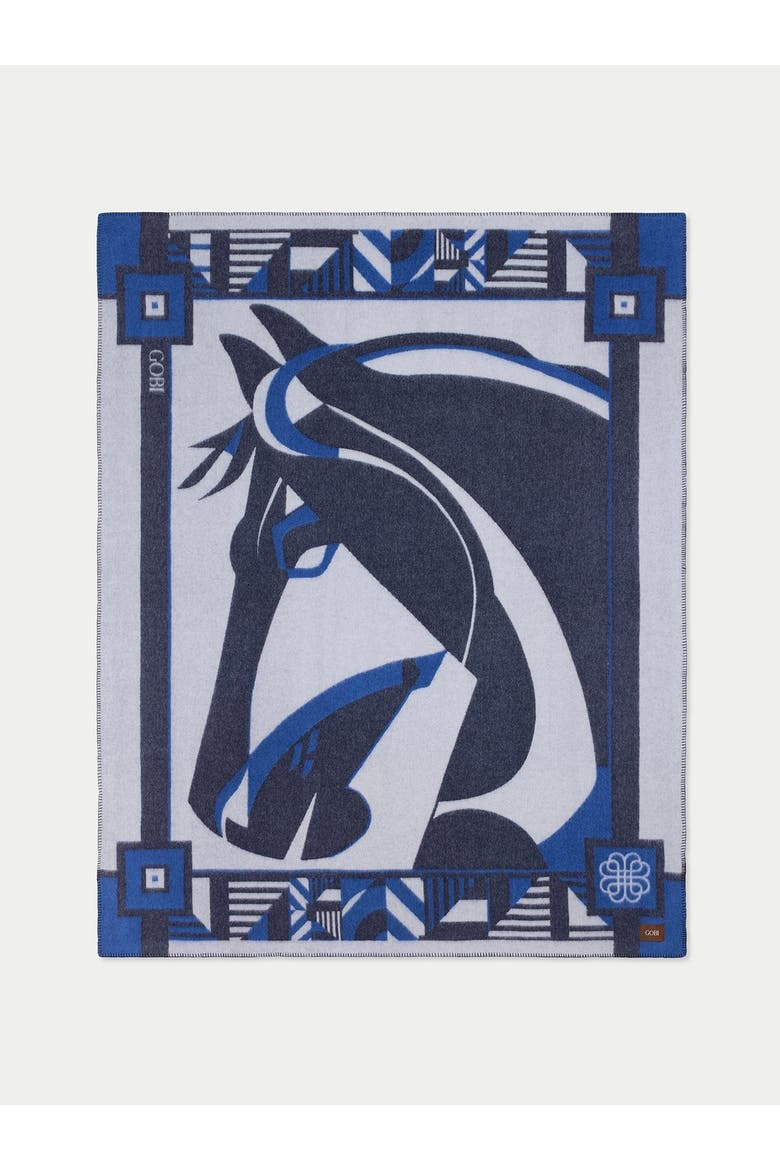 Cashmere Horse Jacquard Throw, Main, color, dress-blues