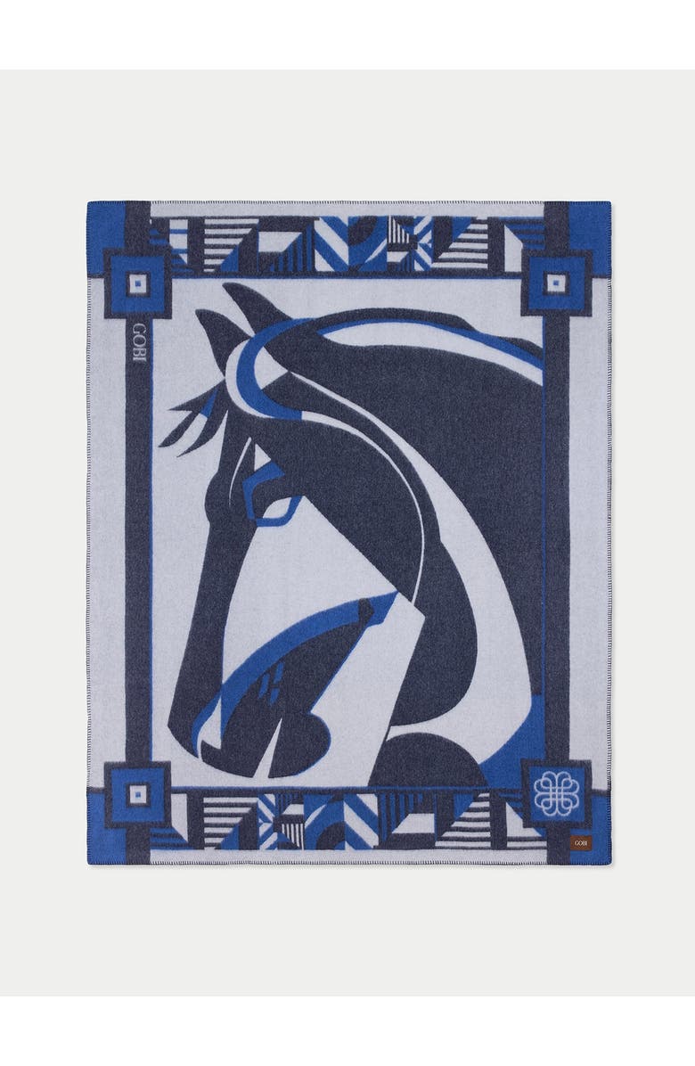 Gobi Cashmere Cashmere Horse Jacquard Throw, Main, color, Dress-Blues