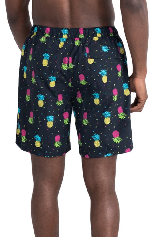 Saxx Go Coastal 2n1 7-inch Swim Shorts In Pineapple Flip- Black