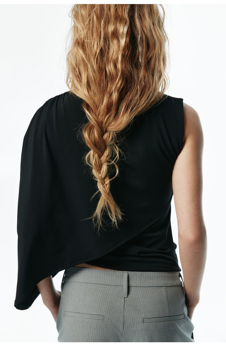 H&M Cape-detail Top, Alternate, color, Black