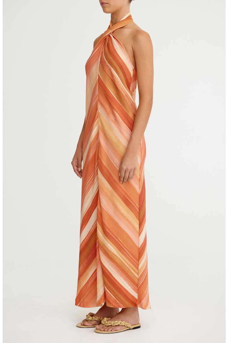 Patrice Chevron Stripe Halter Neck Maxi Dress, Alternate, color, SHERBET STRIPE