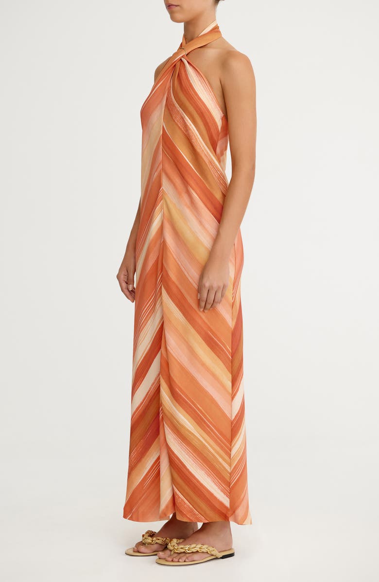 Significant Other Patrice Chevron Stripe Halter Neck Maxi Dress, Alternate, color, Sherbet Stripe