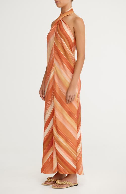 SIGNIFICANT OTHER SIGNIFICANT OTHER PATRICE CHEVRON STRIPE HALTER NECK MAXI DRESS