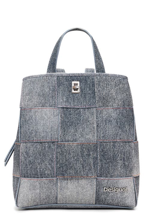 Medium Braided Denim-Effect Backpack